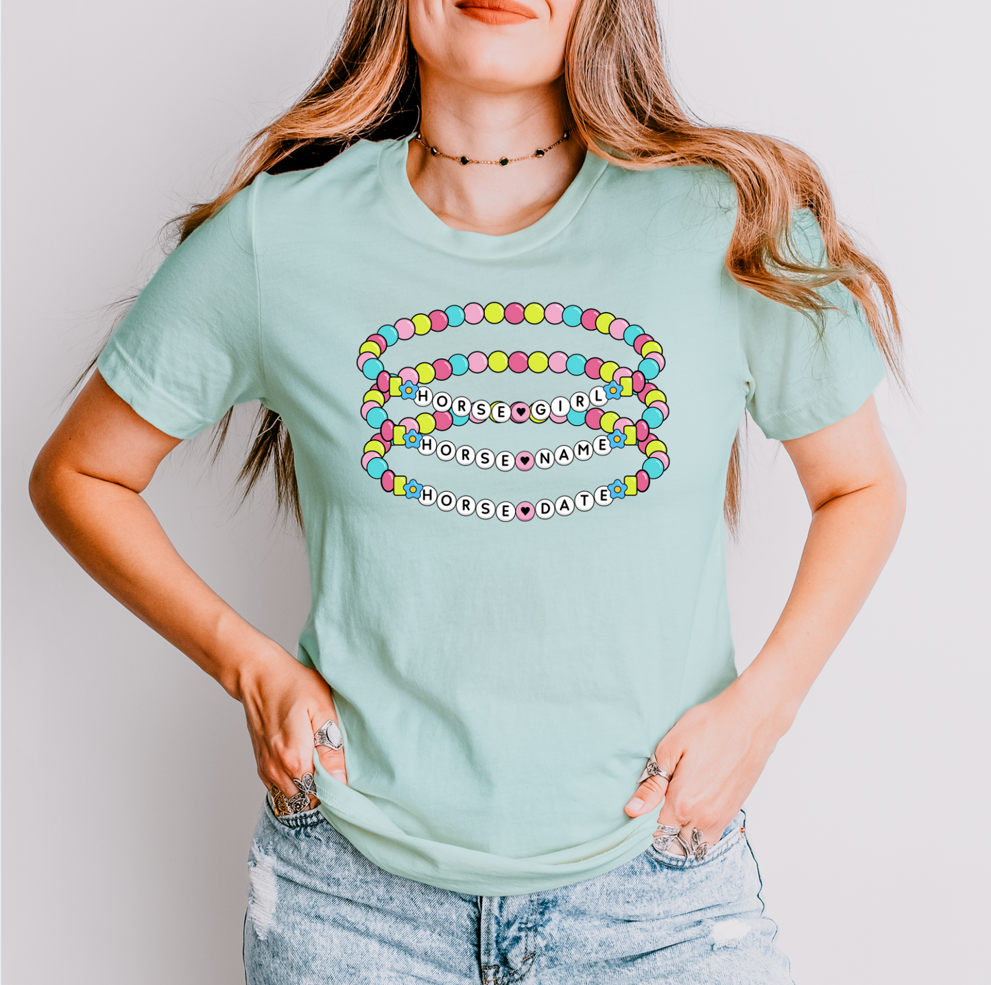 Custom Horse Girl Friendship Bracelet Graphic Shirt
