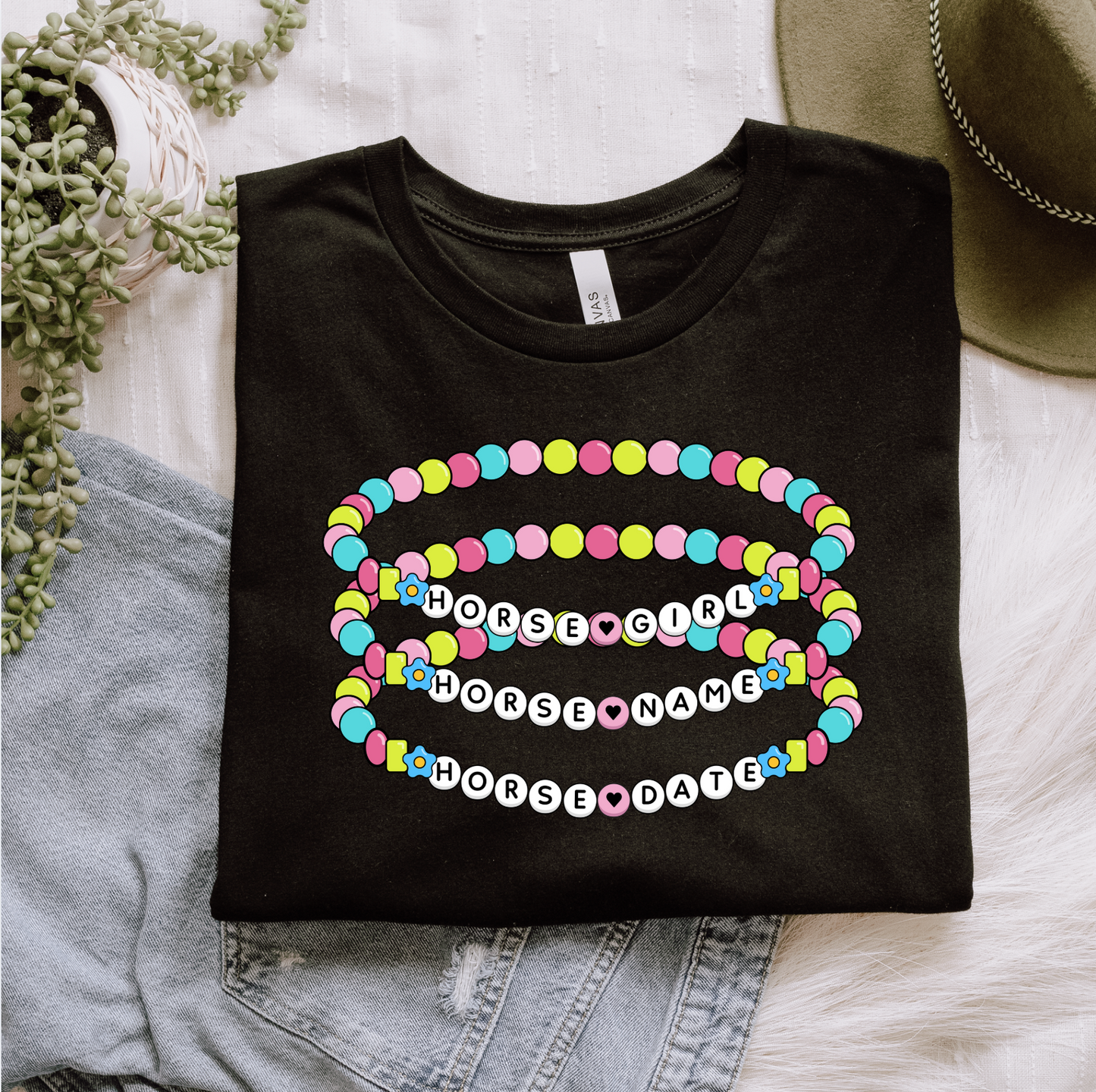 Custom Horse Girl Friendship Bracelet Graphic Shirt