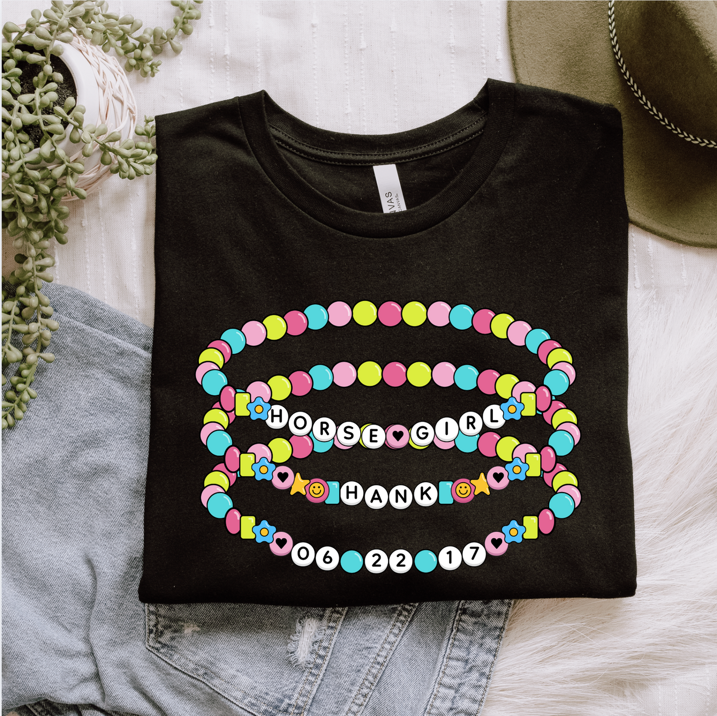 Custom Horse Girl Friendship Bracelet Graphic Shirt