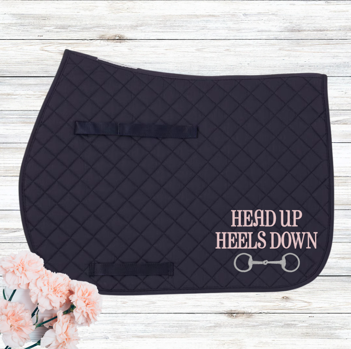 Head Up Heels Down Horse Girl Embroidered Saddle Pad