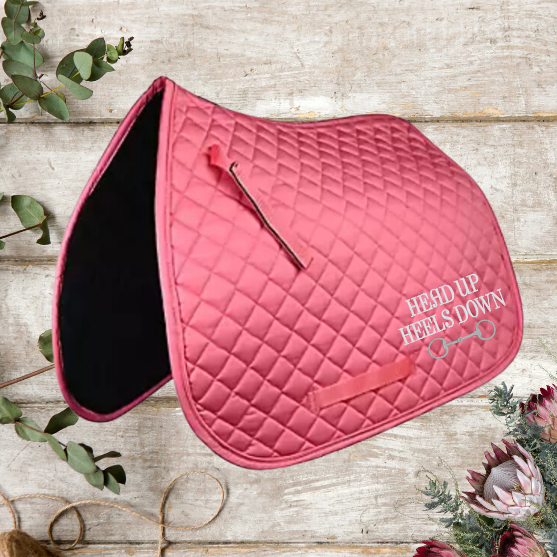 Head Up Heels Down Horse Girl Embroidered Saddle Pad