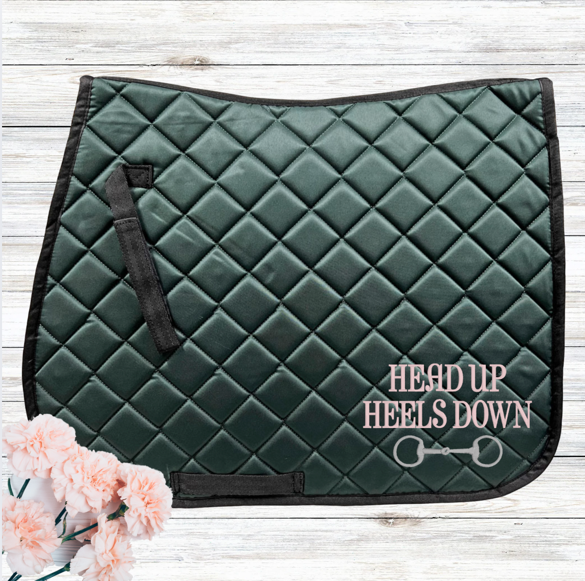 Head Up Heels Down Horse Girl Embroidered Saddle Pad