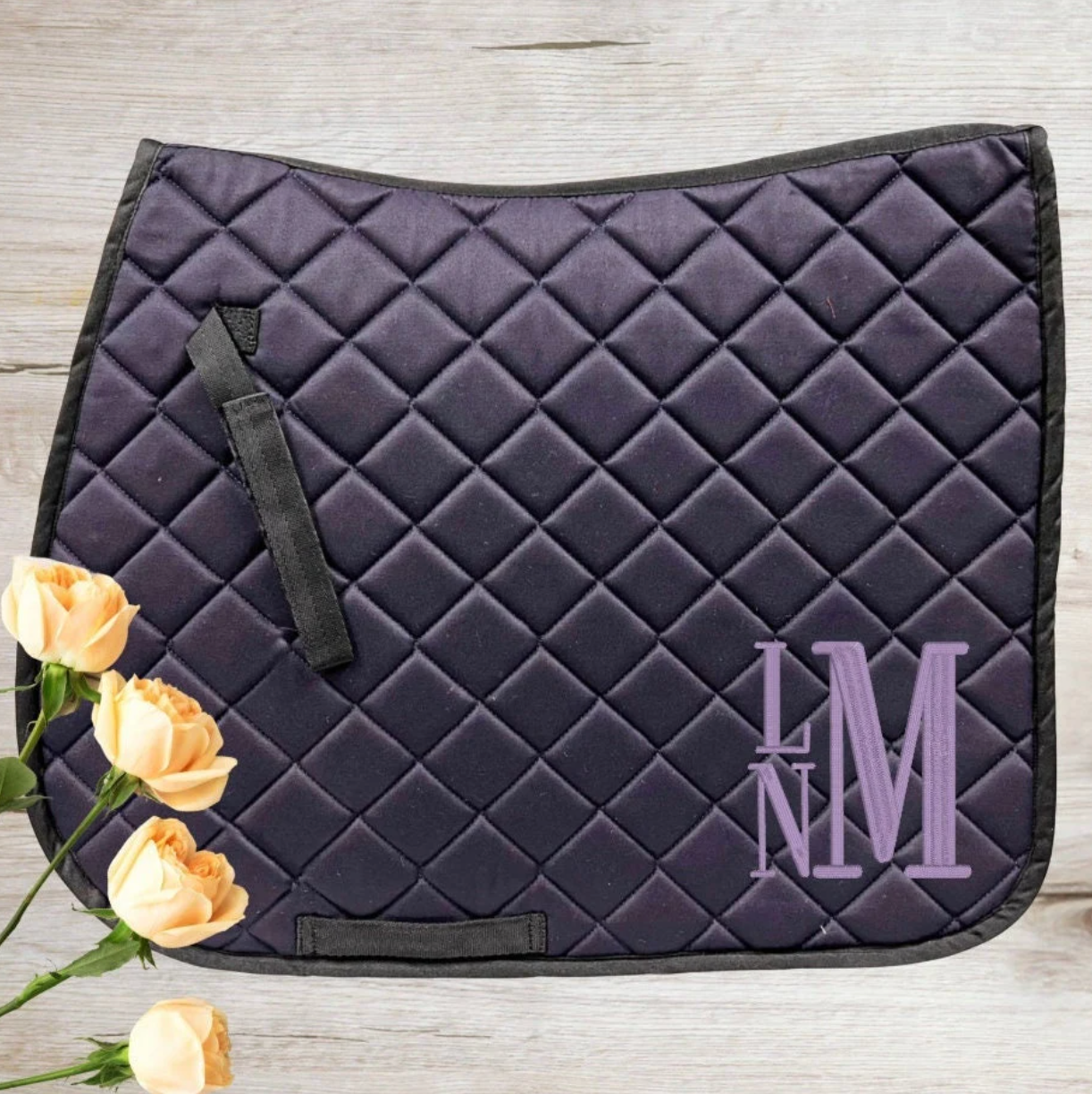 Embroidered Stacked Monogram Horse Saddle Pad