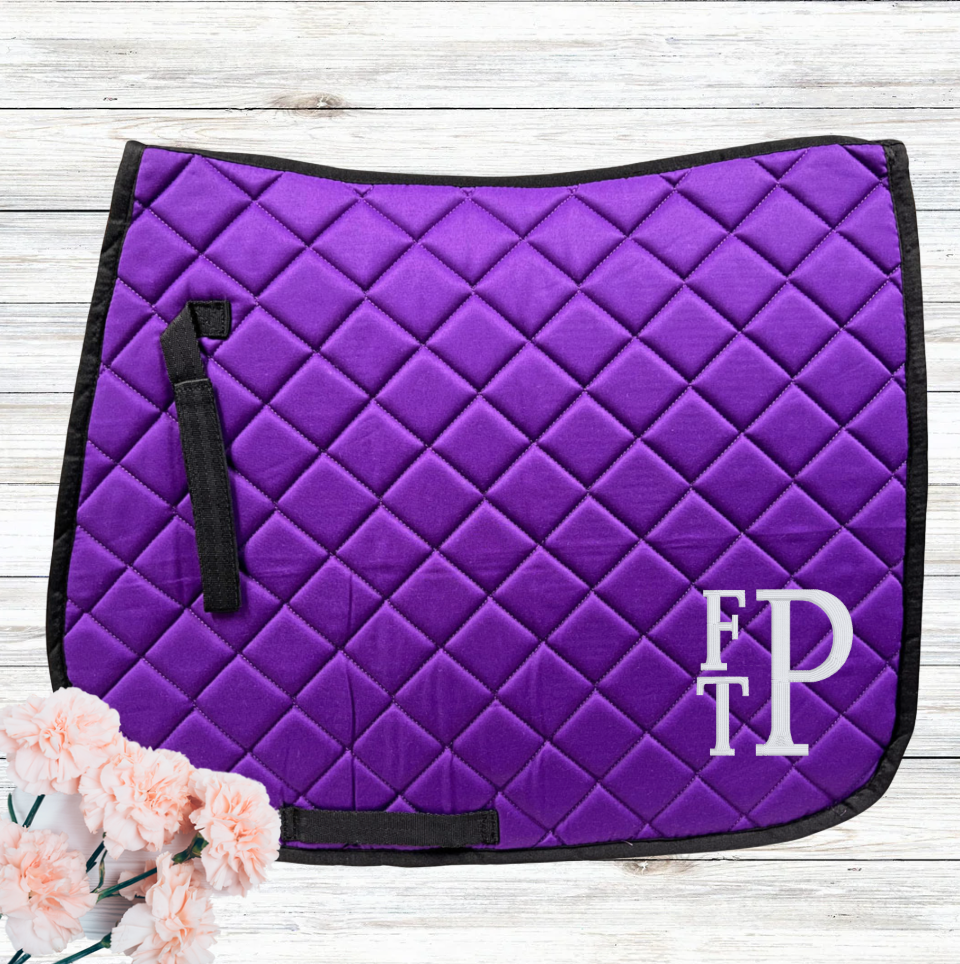 Embroidered Stacked Monogram Horse Saddle Pad