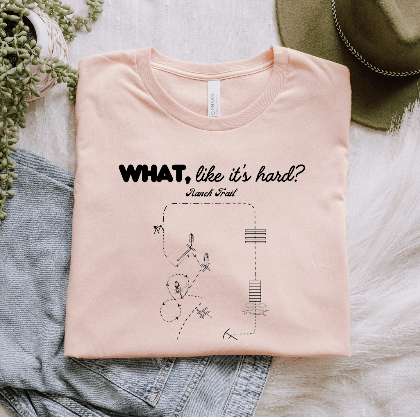 Horse Show Pattern T-Shirt - What, Like It's Hard? Feat. Trail, Ranch Trail, Equitation, Horsemanship, Showmanship, Ranch Riding, Reining