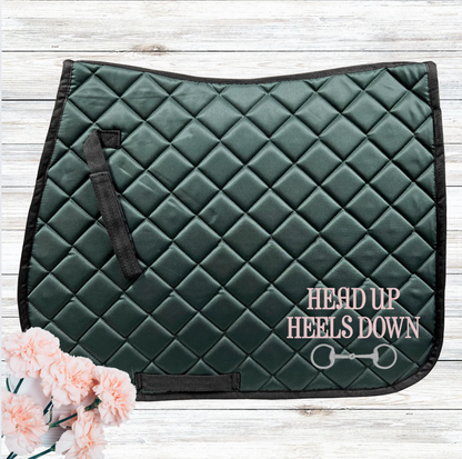 Head Up Heels Down Horse Girl Embroidered Saddle Pad