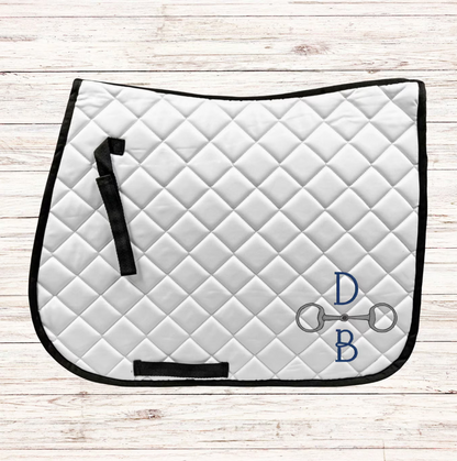 Embroidered Vertical Snaffle Bit Monogram Horse Saddle Pad