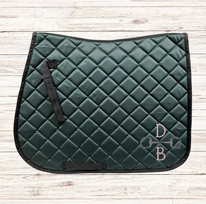 Embroidered Vertical Snaffle Bit Monogram Horse Saddle Pad