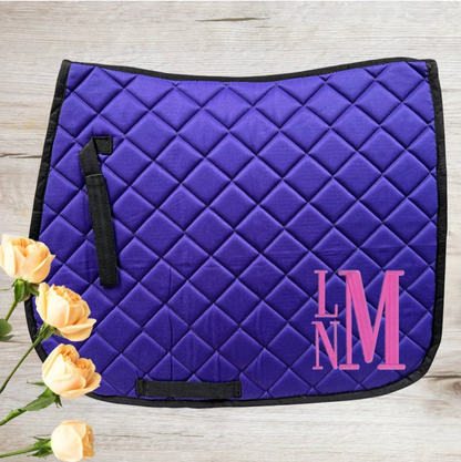 Embroidered Stacked Monogram Horse Saddle Pad